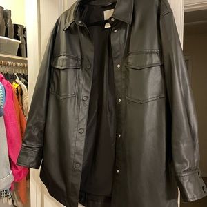 Oversized Faux Leather Shacket